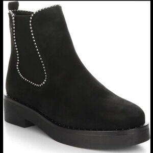 Bos & Co Fleet Chain Trim Waterproof Black Suede Ankle Boots Size 8.5